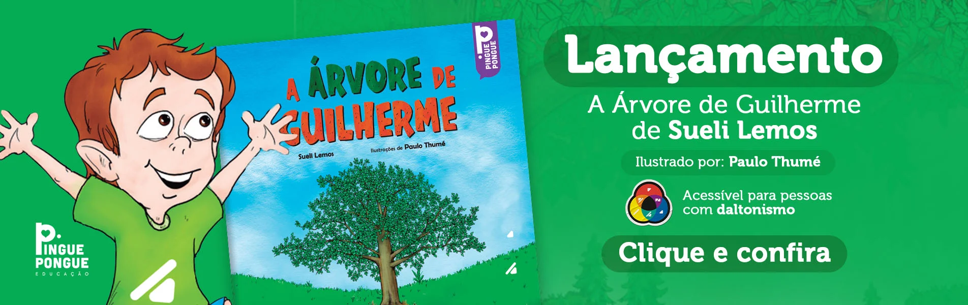 Banner de lançamento do livro A Árvore de Guilherme