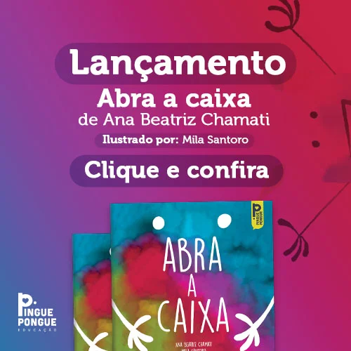 Banner de lançamento do livro Abra a Caixa