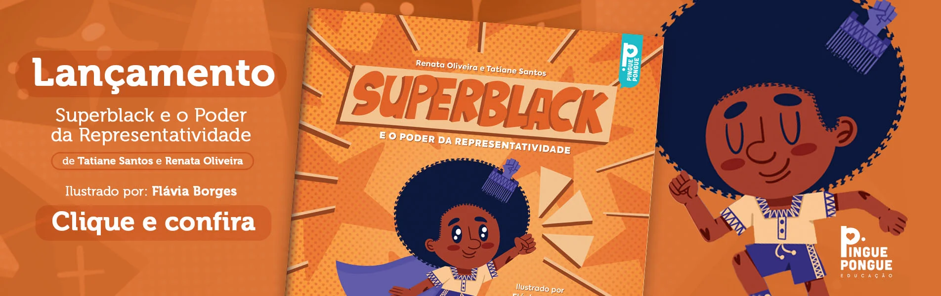 Banner de lançamento do livro Superblack